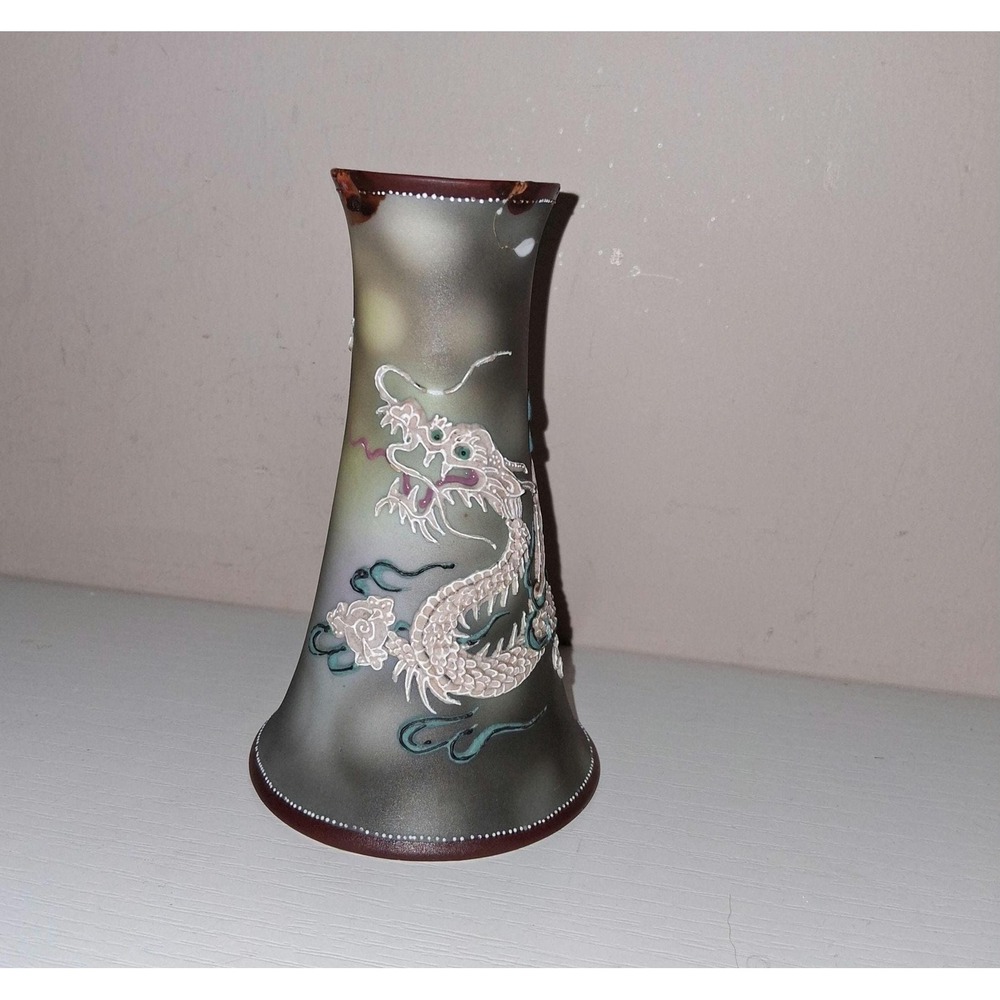 Antique Nippon Hand-Painted Dragon Hat Pin Vase 4.5"